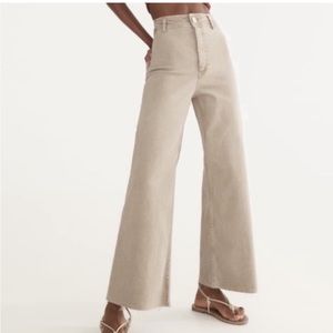 ZARA PREMIUM HIGH RISE "THE MARINE” STRAIGHT JEANS in Tan size 6